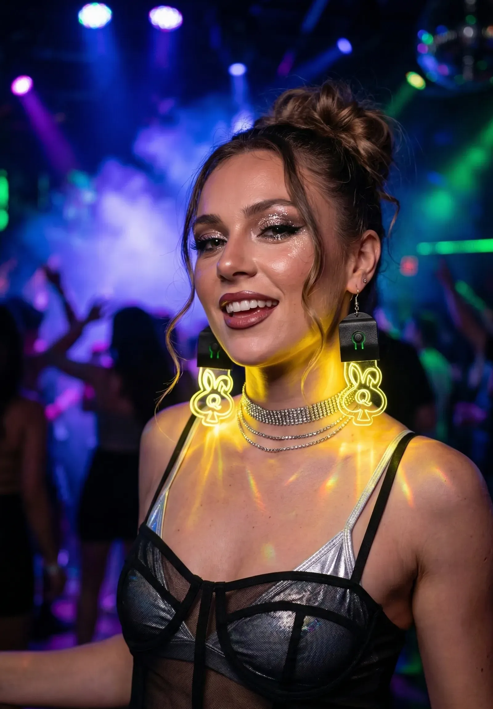 Bass Bunny QOS LED Rave Earrings - alternate view