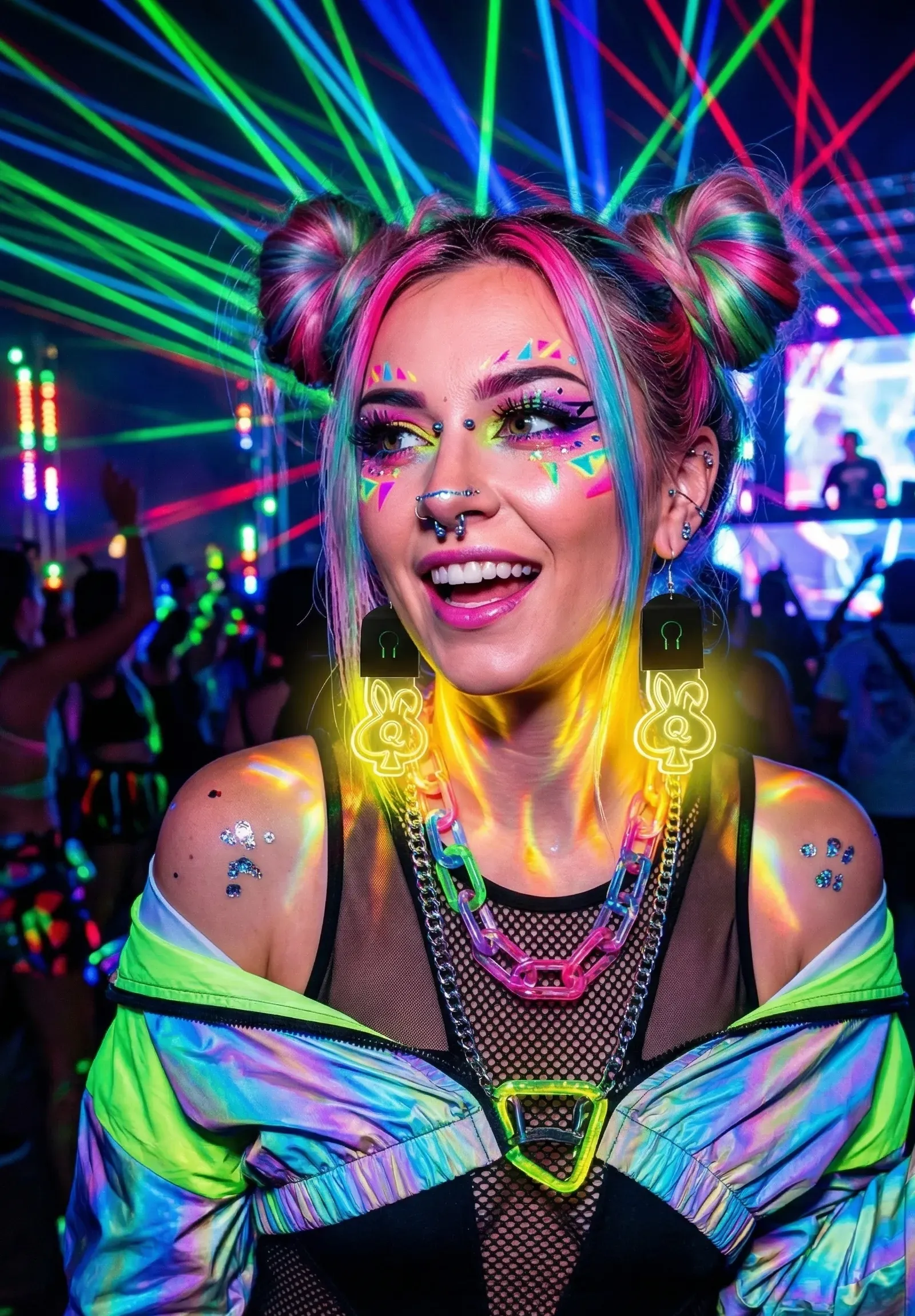 Bass Bunny QOS LED Rave Earrings thumbnail 7