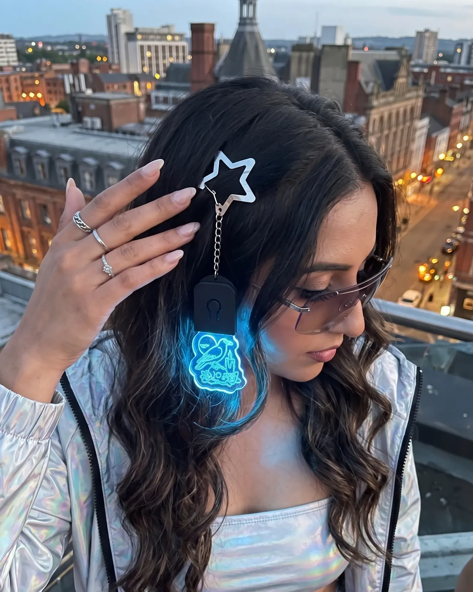 Multi-Color LED Raven Goth Hair Clip